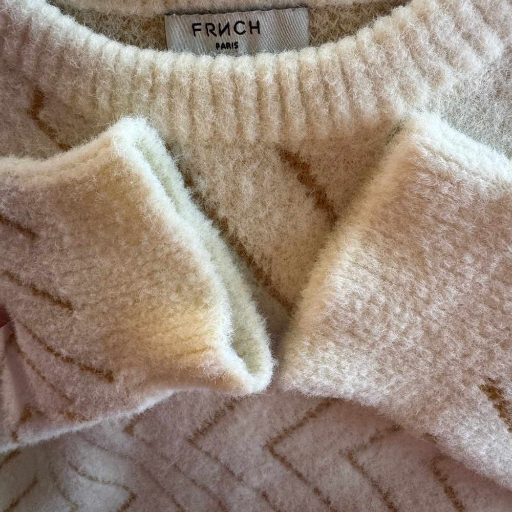 FRNCH Paris Cream and Tan Chevron Sweater - Picture 4 of 8